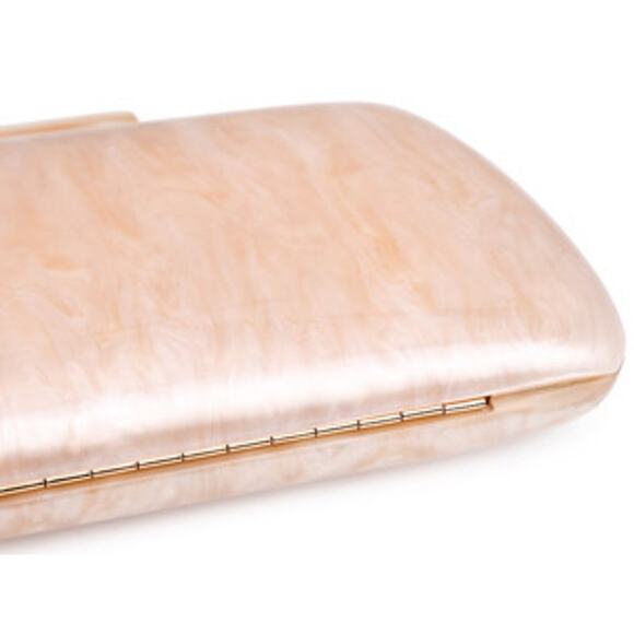 Peeptoe Evening Acrylic Apricot Peach Marble Clutch Purse with Crossbody Strap - Picture 4 of 12